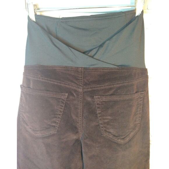 Burgundy Maternity Crossover Panel Skinny Corduroy Jeans by Ingrid & Isabel - Picture 3 of 10